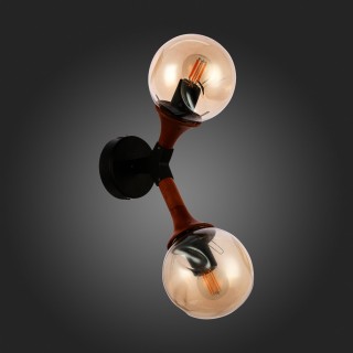 SLE109401-01 Светильник настенный Черный, Темное дерево/Прозрачный, Янтарный E27 2*60W RAQUEL-foto4