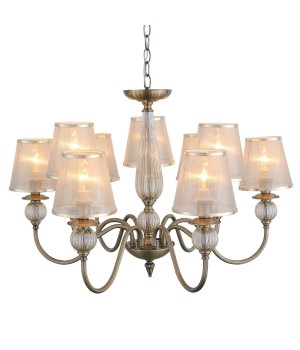 SL185.303.09 Люстра подвесная, потолочная Бронза, Прозрачный/Бежевый, Бронза E14 9*40W GRAZIA-foto10