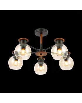 SLE108102-05 Люстра потолочная Черный, Темное дерево/Прозрачный, Янтарный E27 5*60W RASCO-foto4