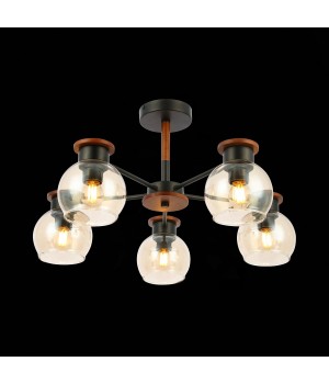 SLE108102-05 Люстра потолочная Черный, Темное дерево/Прозрачный, Янтарный E27 5*60W RASCO-foto4