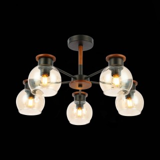 SLE108102-05 Люстра потолочная Черный, Темное дерево/Прозрачный, Янтарный E27 5*60W RASCO-foto4