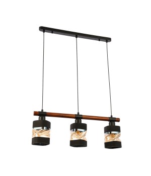 SLE114403-03 Светильник подвесной Черный, Темное дерево/Черный, Прозрачный, Янтарный E27 3*60W ABIRITTO-foto2
