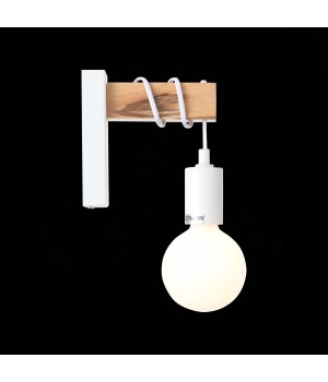 SL1142.501.01 Светильник настенный Белый, Светлое дерево E27 1*60W BAGETTI-foto8