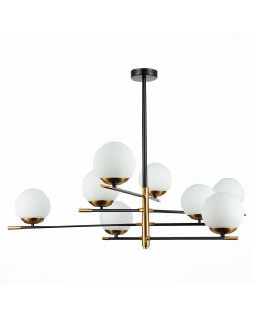 SL1203.422.08 Люстра потолочная ST-Luce Черный, Латунь/Белый E27 8*60W LIMANO-foto2