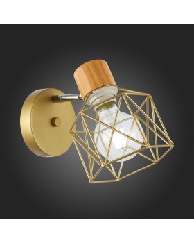 SLE110401-01 Светильник настенный Золотистый, Светлое дерево/Золотистый E27 1*60W STELITTO-foto3