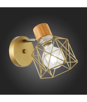SLE110401-01 Светильник настенный Золотистый, Светлое дерево/Золотистый E27 1*60W STELITTO-foto3