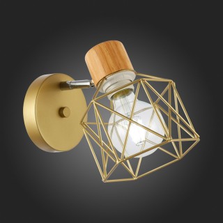 SLE110401-01 Светильник настенный Золотистый, Светлое дерево/Золотистый E27 1*60W STELITTO-foto3