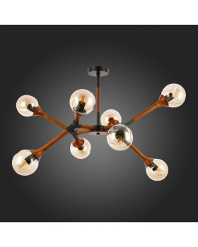 SLE109402-08 Люстра потолочная Черный, Темное дерево/Прозрачный, Янтарный E27 8*60W RAQUEL-foto8