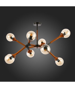 SLE109402-08 Люстра потолочная Черный, Темное дерево/Прозрачный, Янтарный E27 8*60W RAQUEL-foto8