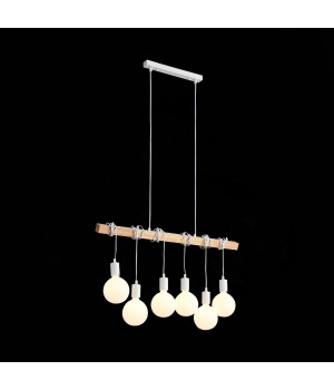 SL1142.503.06 Светильник подвесной Белый, Светлое дерево E27 6*60W BAGETTI-foto8