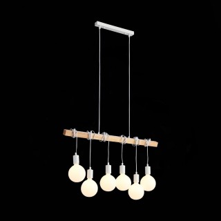 SL1142.503.06 Светильник подвесной Белый, Светлое дерево E27 6*60W BAGETTI-foto8