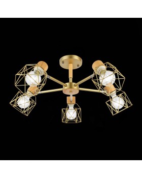 SLE110402-05 Люстра потолочная Золотистый, Светлое дерево/Золотистый E27 5*40W STELITTO-foto12