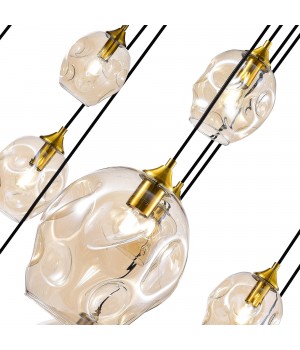 SL1188.303.16 Люстра подвесная ST-Luce Латунь/Коньячный E14/E27 12+4*40W IDESIA-foto3