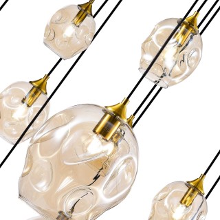 SL1188.303.16 Люстра подвесная ST-Luce Латунь/Коньячный E14/E27 12+4*40W IDESIA-foto3