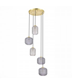 SL1154.303.05 Светильник подвесной ST-Luce Латунь/Дымчатый E27 5*60W GRAN-foto2