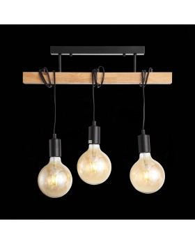 SL1142.403.03 Люстра потолочная Черный, Светлое дерево E27 3*60W BAGETTI-foto4