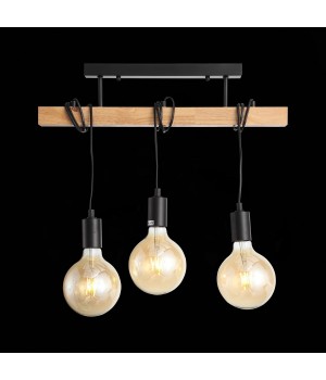 SL1142.403.03 Люстра потолочная Черный, Светлое дерево E27 3*60W BAGETTI-foto4