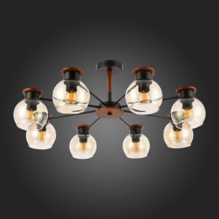 SLE108102-08 Люстра потолочная Черный, Темное дерево/Прозрачный, Янтарный E27 8*60W RASCO-foto8