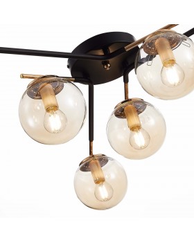 SLE106902-06 Люстра потолочная Черный/Янтарный E14 6*40W LITERNO-foto4