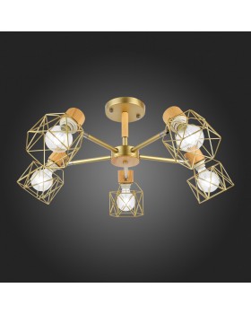 SLE110402-05 Люстра потолочная Золотистый, Светлое дерево/Золотистый E27 5*40W STELITTO-foto6