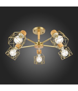 SLE110402-05 Люстра потолочная Золотистый, Светлое дерево/Золотистый E27 5*40W STELITTO-foto6