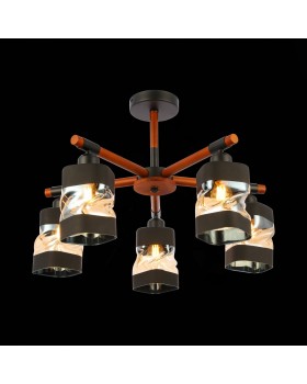 SLE114402-05 Люстра потолочная Черный, Темное дерево/Черный, Прозрачный, Янтарный E27 5*60W ABIRITTO-foto4