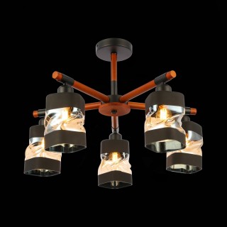 SLE114402-05 Люстра потолочная Черный, Темное дерево/Черный, Прозрачный, Янтарный E27 5*60W ABIRITTO-foto4