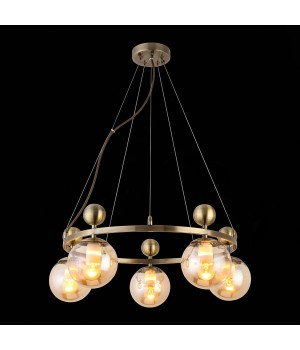 SLE106303-05 Люстра подвесная Бронзовый/Прозрачный, Янтарный E27 5*60W PECHIO-foto4