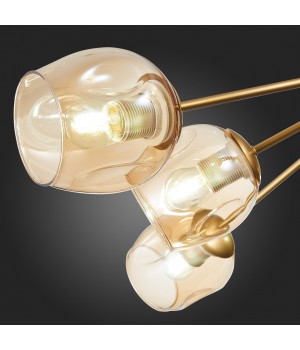 SLE155412-10 Люстра потолочная Золотистый/Янтарный E27 10*60W PALLO-foto9