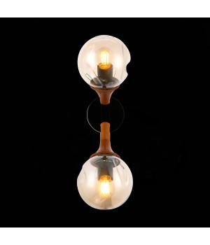 SLE109401-01 Светильник настенный Черный, Темное дерево/Прозрачный, Янтарный E27 2*60W RAQUEL-foto6
