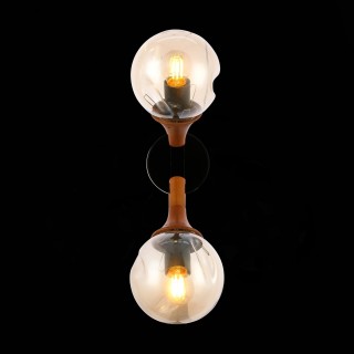 SLE109401-01 Светильник настенный Черный, Темное дерево/Прозрачный, Янтарный E27 2*60W RAQUEL-foto6