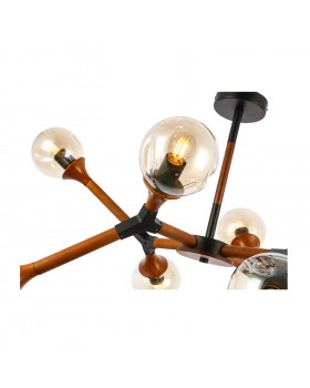 SLE109402-08 Люстра потолочная Черный, Темное дерево/Прозрачный, Янтарный E27 8*60W RAQUEL-foto3