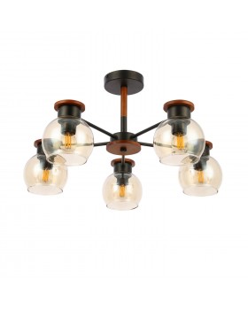 SLE108102-05 Люстра потолочная Черный, Темное дерево/Прозрачный, Янтарный E27 5*60W RASCO-foto2