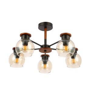 SLE108102-05 Люстра потолочная Черный, Темное дерево/Прозрачный, Янтарный E27 5*60W RASCO-foto2