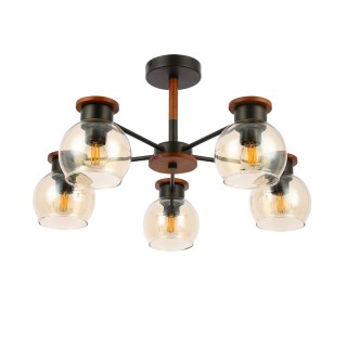 SLE108102-05 Люстра потолочная Черный, Темное дерево/Прозрачный, Янтарный E27 5*60W RASCO-foto2
