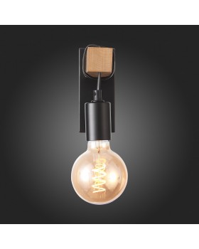 SL1142.401.01 Светильник настенный Черный, Светлое дерево E27 1*60W BAGETTI-foto3