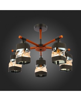 SLE114402-05 Люстра потолочная Черный, Темное дерево/Черный, Прозрачный, Янтарный E27 5*60W ABIRITTO-foto8