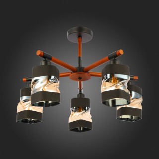 SLE114402-05 Люстра потолочная Черный, Темное дерево/Черный, Прозрачный, Янтарный E27 5*60W ABIRITTO-foto8