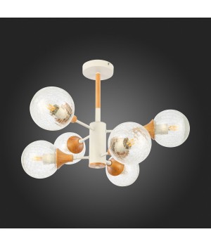SLE109502-06 Люстра потолочная Белый, Светлое дерево/Прозрачный E27 6*60W LIONE-foto8