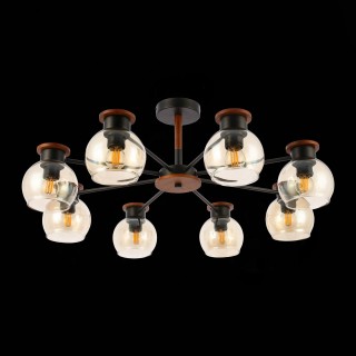 SLE108102-08 Люстра потолочная Черный, Темное дерево/Прозрачный, Янтарный E27 8*60W RASCO-foto5