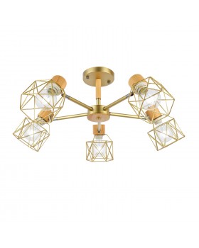 SLE110402-05 Люстра потолочная Золотистый, Светлое дерево/Золотистый E27 5*40W STELITTO-foto2