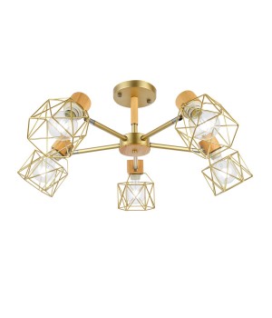 SLE110402-05 Люстра потолочная Золотистый, Светлое дерево/Золотистый E27 5*40W STELITTO-foto2