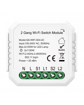 ST9000.500.02C WIFI реле 2 канала, 2х5A Белый - -*Max 2x1150W / 2x150W - Ra IP20 L46xW46xH18 100-240V AROUND-foto3
