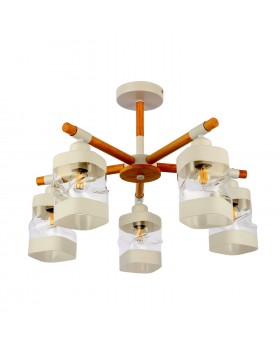 SLE114502-05 Люстра потолочная Белый, Светлое дерево/Белый, Прозрачный E27 5*60W ABIRITTO-foto2