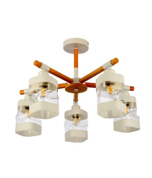 SLE114502-05 Люстра потолочная Белый, Светлое дерево/Белый, Прозрачный E27 5*60W ABIRITTO-foto2