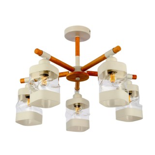 SLE114502-05 Люстра потолочная Белый, Светлое дерево/Белый, Прозрачный E27 5*60W ABIRITTO-foto2