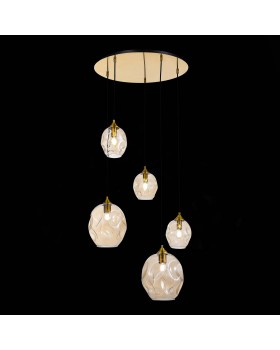 SL1188.303.05 Люстра подвесная ST-Luce Латунь/Коньячный E14/E27 3+2*40W IDESIA-foto4