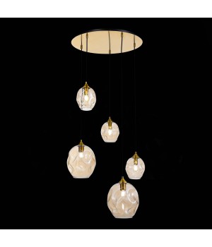 SL1188.303.05 Люстра подвесная ST-Luce Латунь/Коньячный E14/E27 3+2*40W IDESIA-foto4