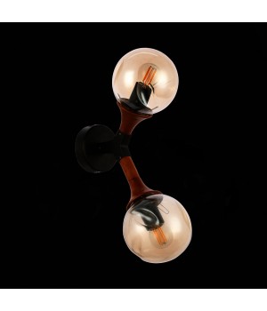 SLE109401-01 Светильник настенный Черный, Темное дерево/Прозрачный, Янтарный E27 2*60W RAQUEL-foto8