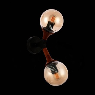 SLE109401-01 Светильник настенный Черный, Темное дерево/Прозрачный, Янтарный E27 2*60W RAQUEL-foto8